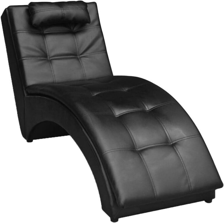 Chaise longue relax en similicuir, structure bois et acier, pour salon ou extérieur.