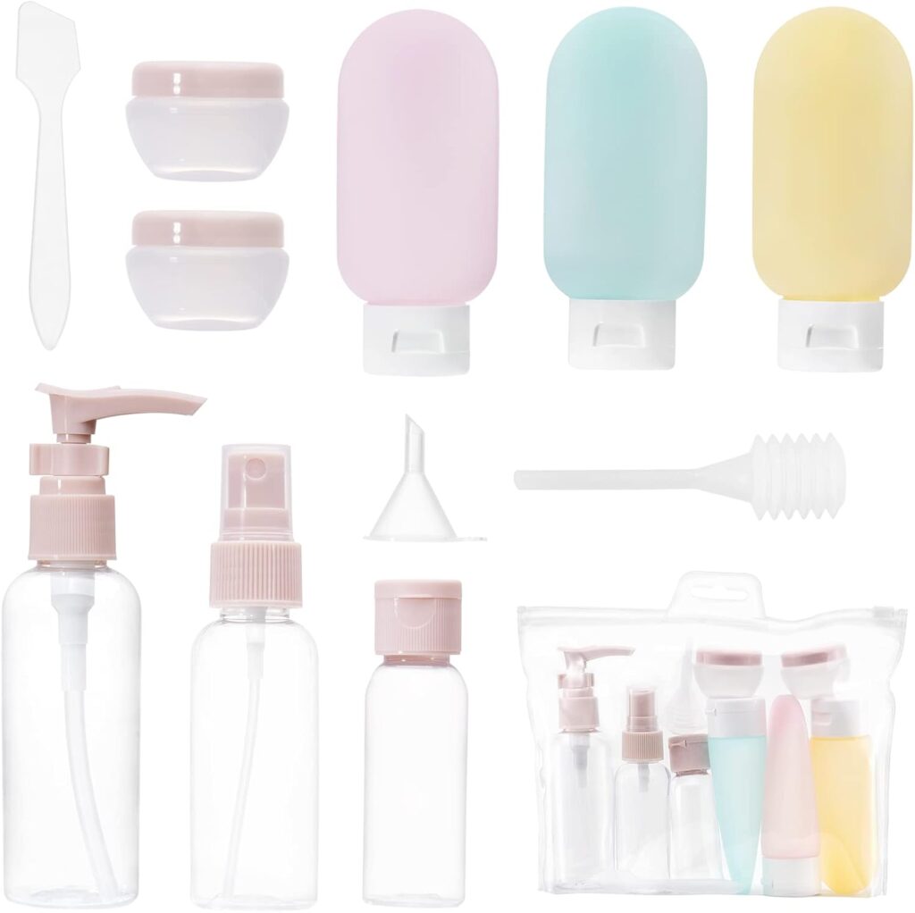 Pack de 11 flacons de voyage Carehabi pour contenants de 30 à 80 ml adaptés aux voyages en avion