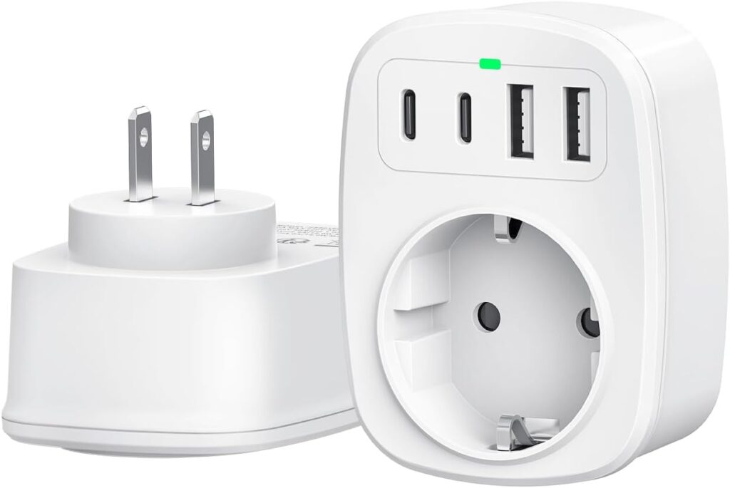 Adaptateur de Voyage Japan Plug avec 2 USB C et 2 USB A pour Usage International.