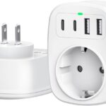 Adaptateur de Voyage Japan Plug avec 2 USB C et 2 USB A pour Usage International.