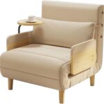 Chaise convertible Meridienne avec plateau amovible, idéale pour petits appartements.