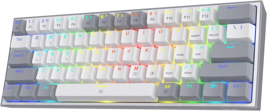 Redragon K617 : Clavier mécanique 60% avec 61 touches et interrupteurs linéaires rouges.