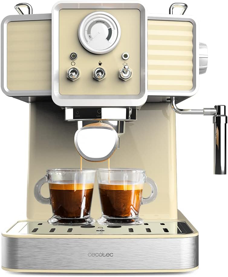 Cecotec Express Power Espresso 20 : machine 1350 W avec 20 bars et design vintage, 1,5 L.