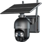 Xega 4G LTE Caméra de Sécurité Extérieure Solaire avec Détection de Mouvement 2K