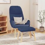 Fauteuil de relaxation ergonomique en tissu bleu pour salon et bureau, cadre en métal robuste