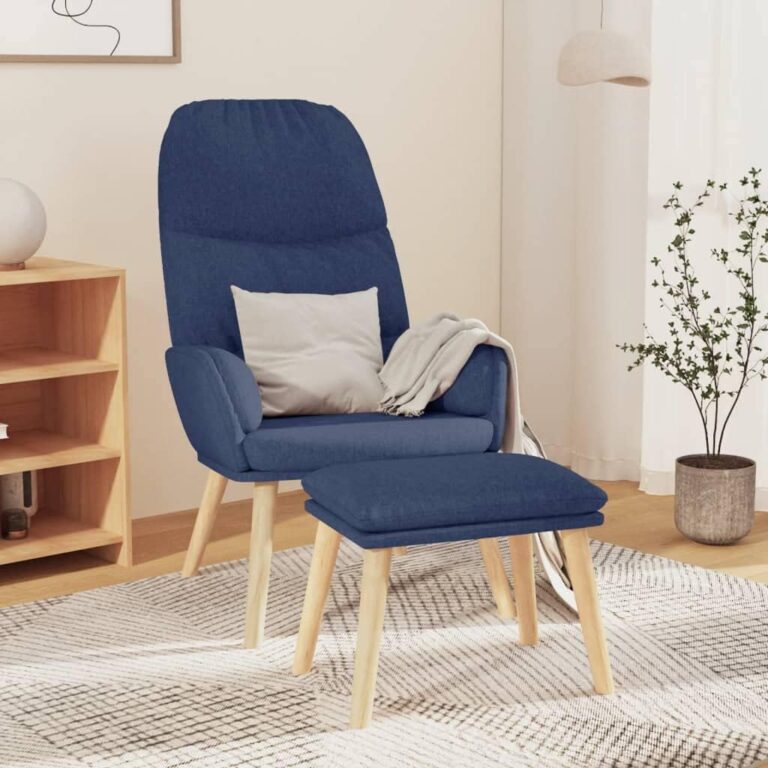 Fauteuil de relaxation ergonomique en tissu bleu pour salon et bureau, cadre en métal robuste