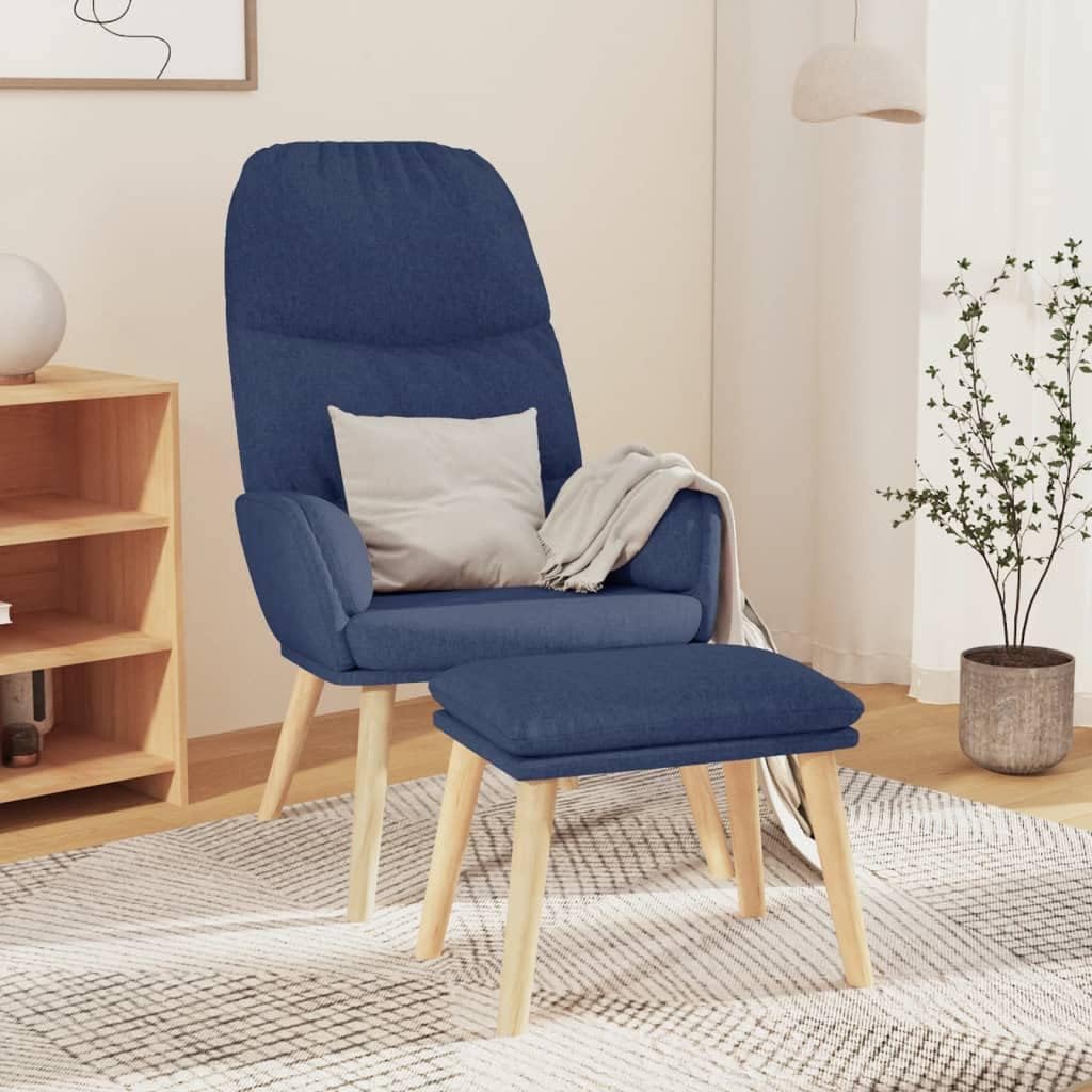 Fauteuil de relaxation ergonomique en tissu bleu pour salon et bureau, cadre en métal robuste
