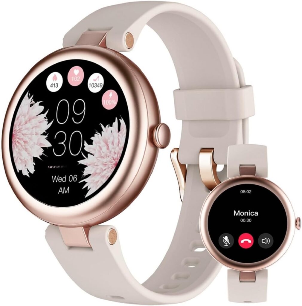 Montre connectée femme ronde : surveillance de la santé et fonctionnalités pour le sport, IP68