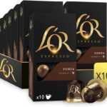 L’OR Forza : Capsules de café compatibles Nespresso, intensité 9, pack de 100 unités.