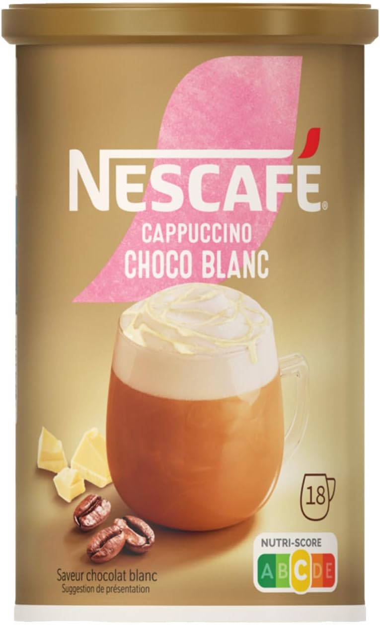 Nescafé lance une nouvelle formule de Cappuccino Chocolate White en poudre de 270 g.