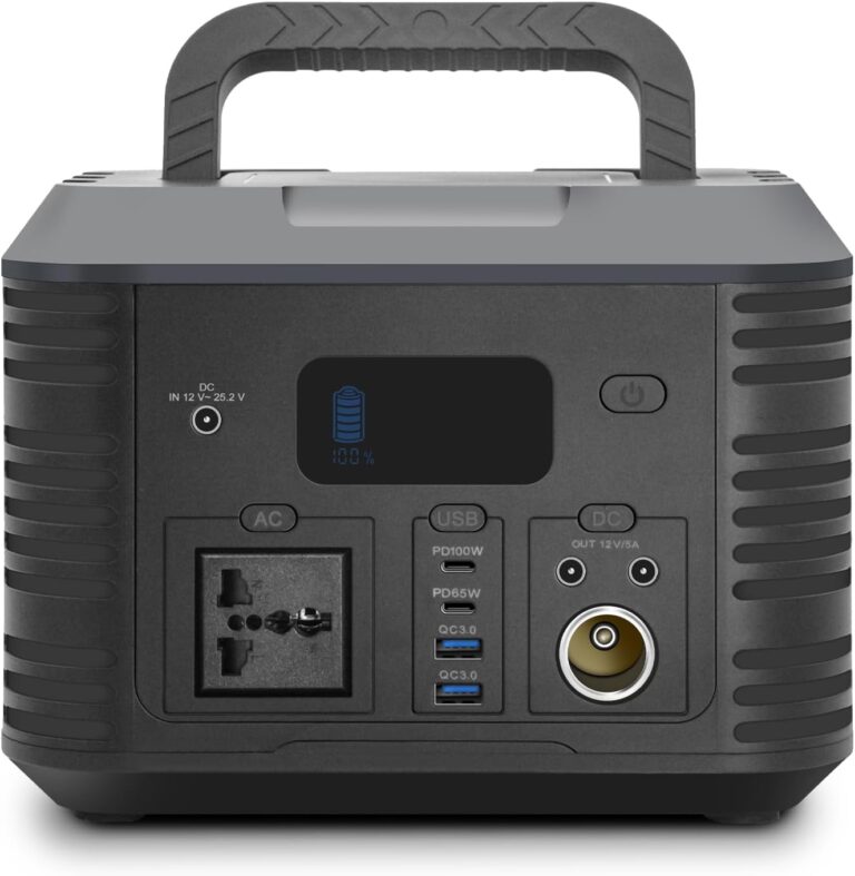 Station électrique portable 500Wh avec batterie LiFeP04 rechargeable à 80% en 30 minutes.