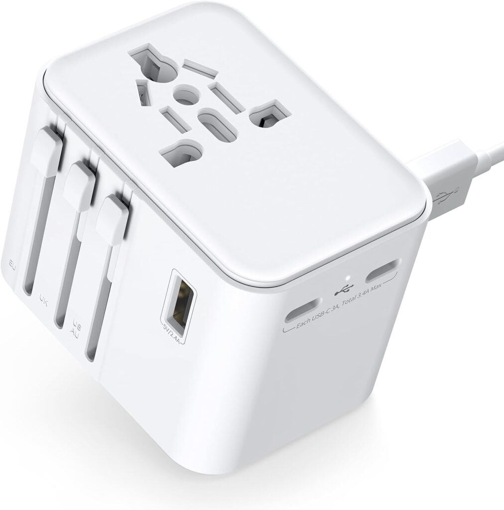 Adaptateur de voyage universel avec ports USB : compatible pour 10 pays dont les USA et le Canada