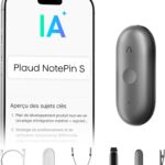 Plaud NotePin S : Enregistreur vocal AI avec transcription et résumé pour réunions professionnelles.