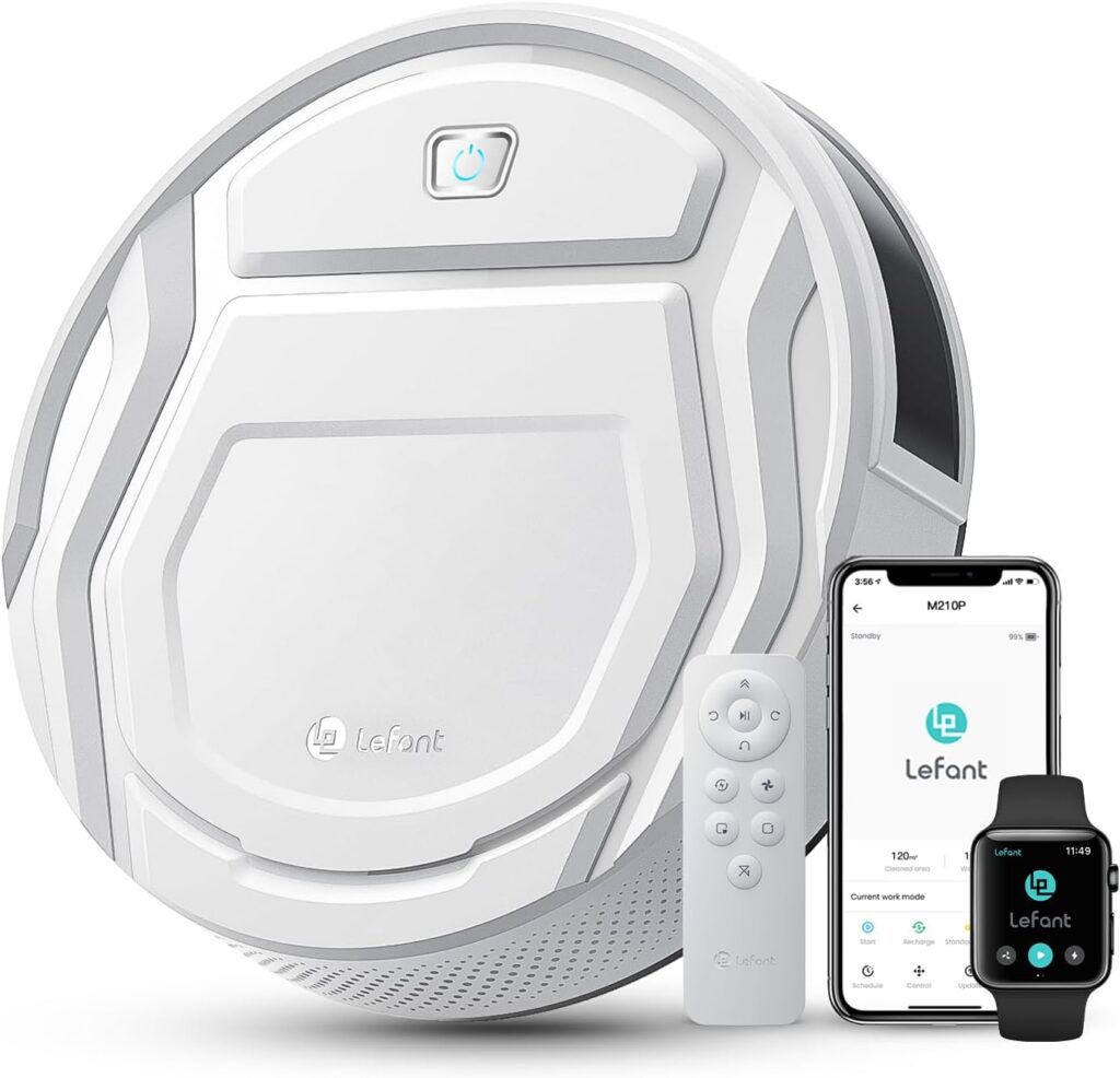 Lefant M210 : Aspirateur robot compact de 2200Pa, autonomie auto-rechargeante.