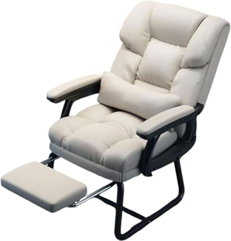 Chaise de bureau ergonomique en cuir synthétique avec repos et support lombaire intégré