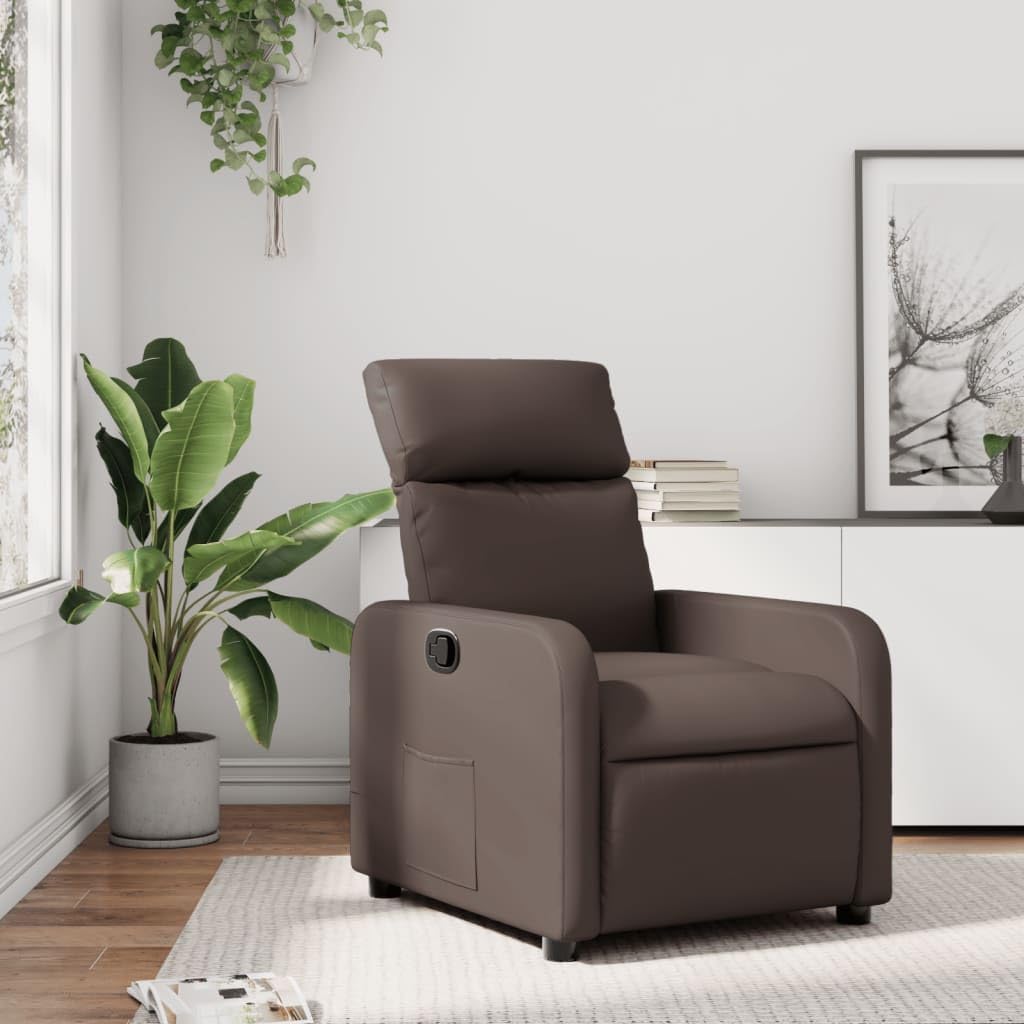 Fauteuil relax en cuir synthétique avec fonction de couchage et dossier ergonomique pour salons.