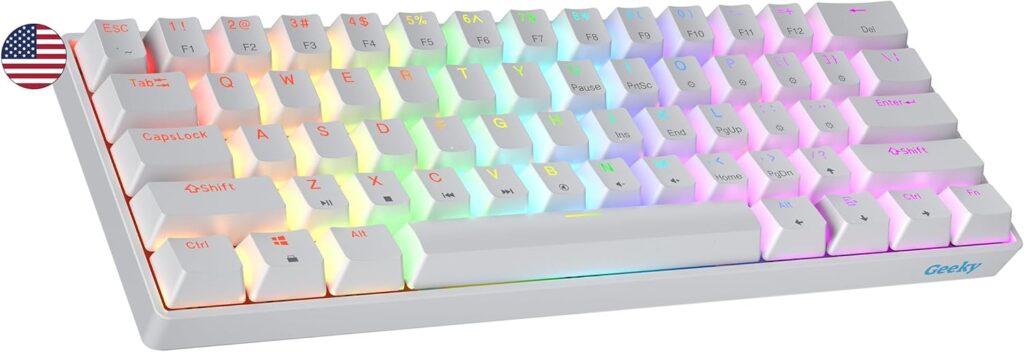 Geeky GK61 : Clavier Mécanique Hot Swappable avec Rétroéclairage RGB pour PC/Mac