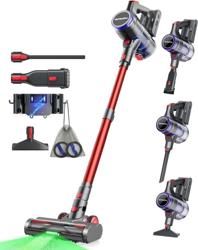 VACTechPro présente un aspirateur sans fil 48000Pa avec filtration à 8 couches et brosse anti-accrochage.