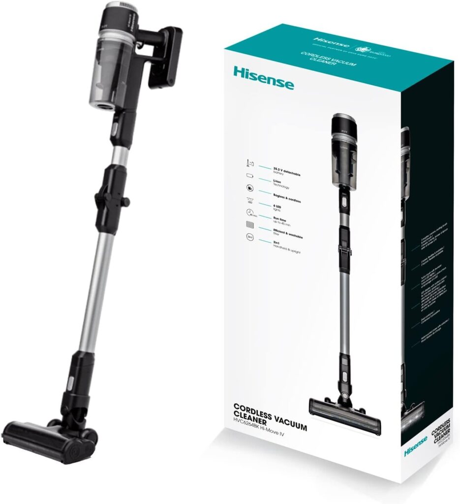 Hisense HVC6264BK : Aspirateur sans fil de 25,2 V avec autonomie de 45 minutes