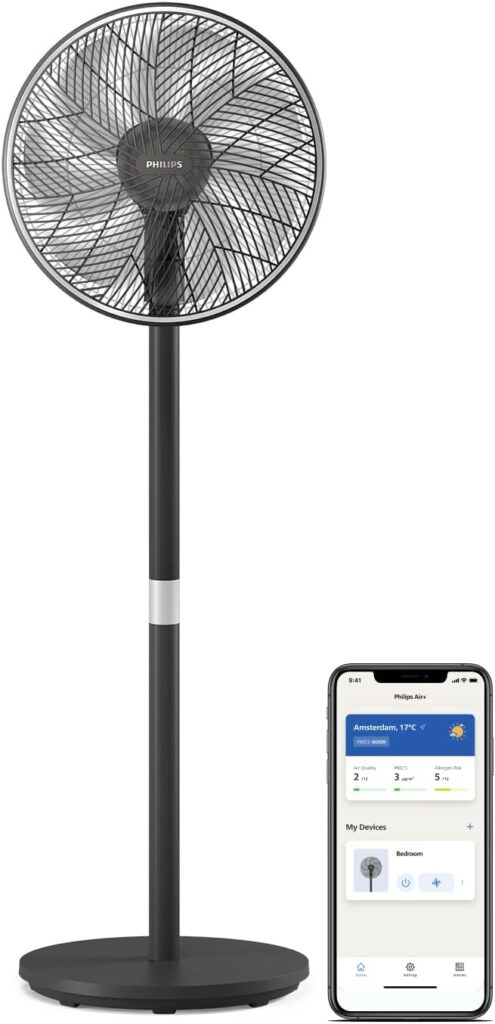 Ventilateur Philips Smart Pedestal Series 3000 : modèle 2-en-1 silencieux à 19 dB avec contrôle par application