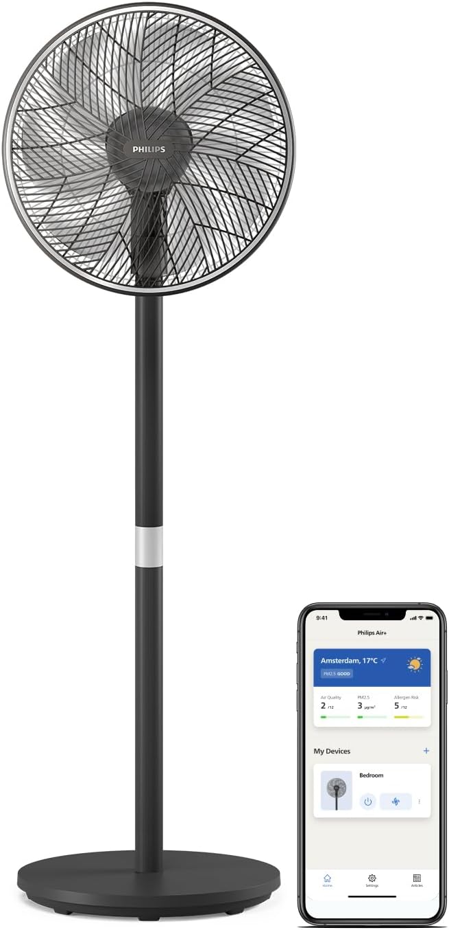 Ventilateur Philips Smart Pedestal Series 3000 : modèle 2-en-1 silencieux à 19 dB avec contrôle par application