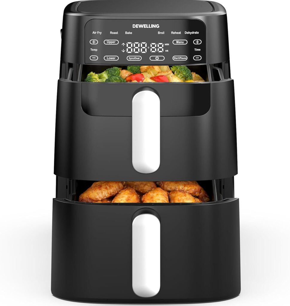 Air Fryer 10L Double Stack : Friteuse sans huile avec 6 fonctions et design compact.