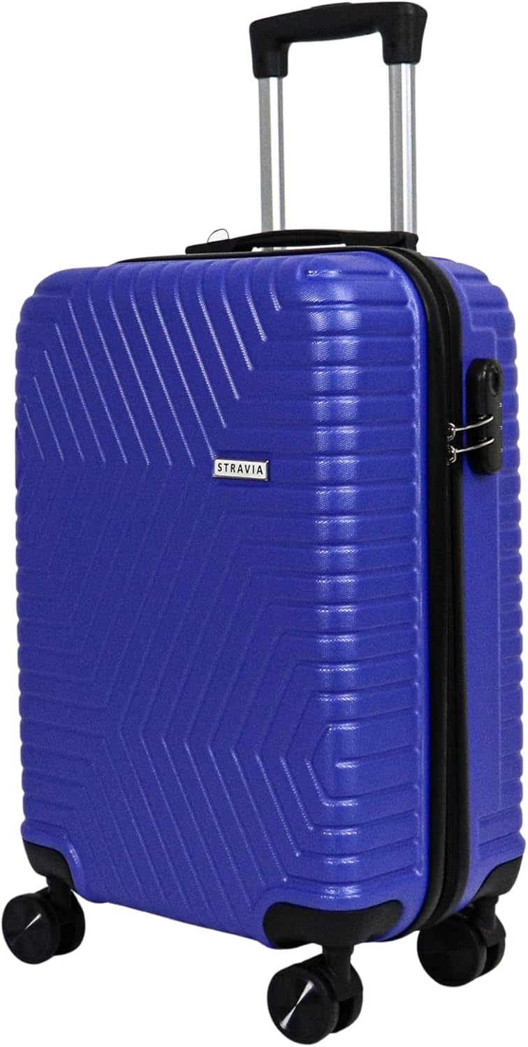 Del présente une valise cabine de 55 cm en ABS léger, dotée de roulettes doubles et d’un verrou à code.