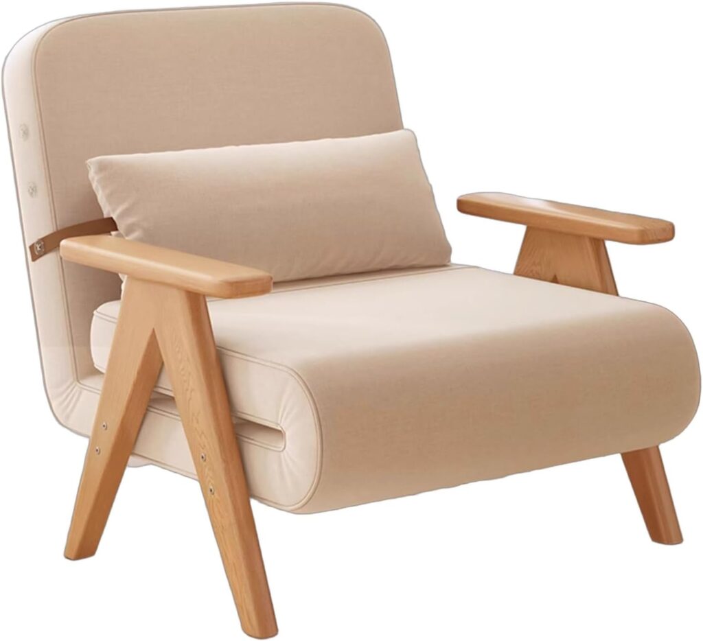 Sofa-lit convertible Meridian avec réglage en 5 positions et cadre en bois pour petits espaces.