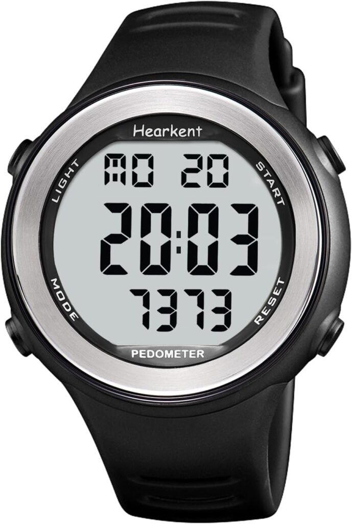 Montre podomètre étanche Hearkent pour seniors, sans Bluetooth ni recharge, 50m étanche.