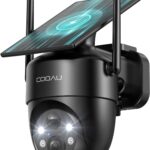 COOAU 2K Wireless Outdoor WiFi Surveillance Camera avec détection PIR et alarme anti-intrusion, IP66.