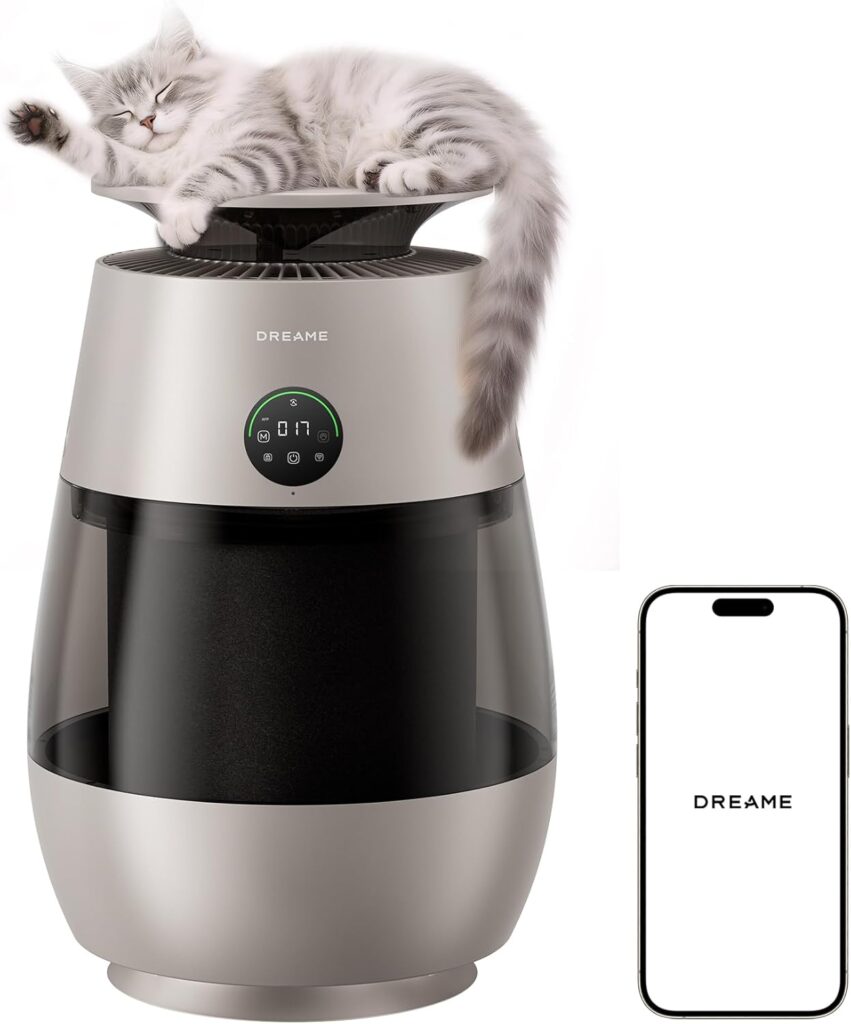 DREAME AP10 : Purificateur d’air pour animaux avec 5 niveaux de filtration et contrôle par application.