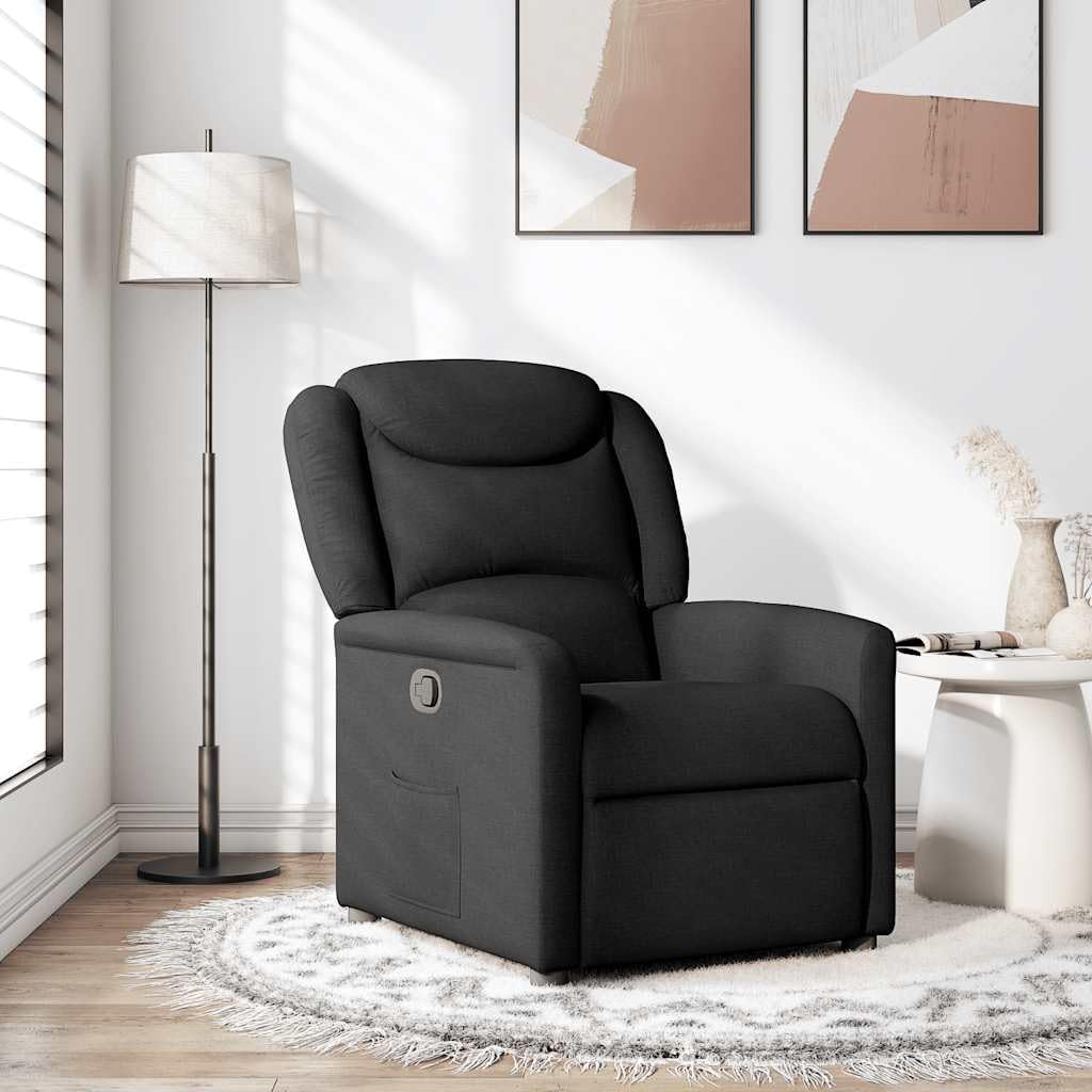 Fauteuil de relaxation en tissu noir avec fonction de couchage, réglable et ergonomique