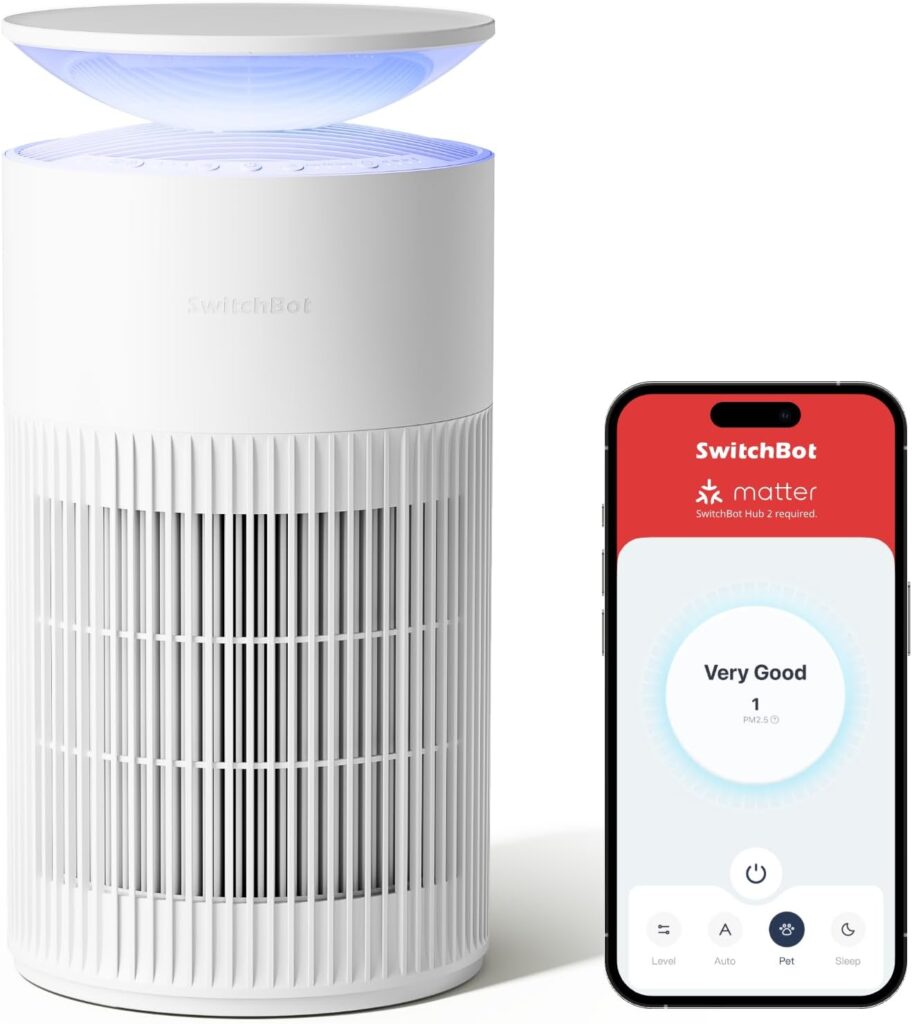 SwitchBot Air Purifier : Filtration HEPA 99,97% et fonctionnement silencieux à 20dB