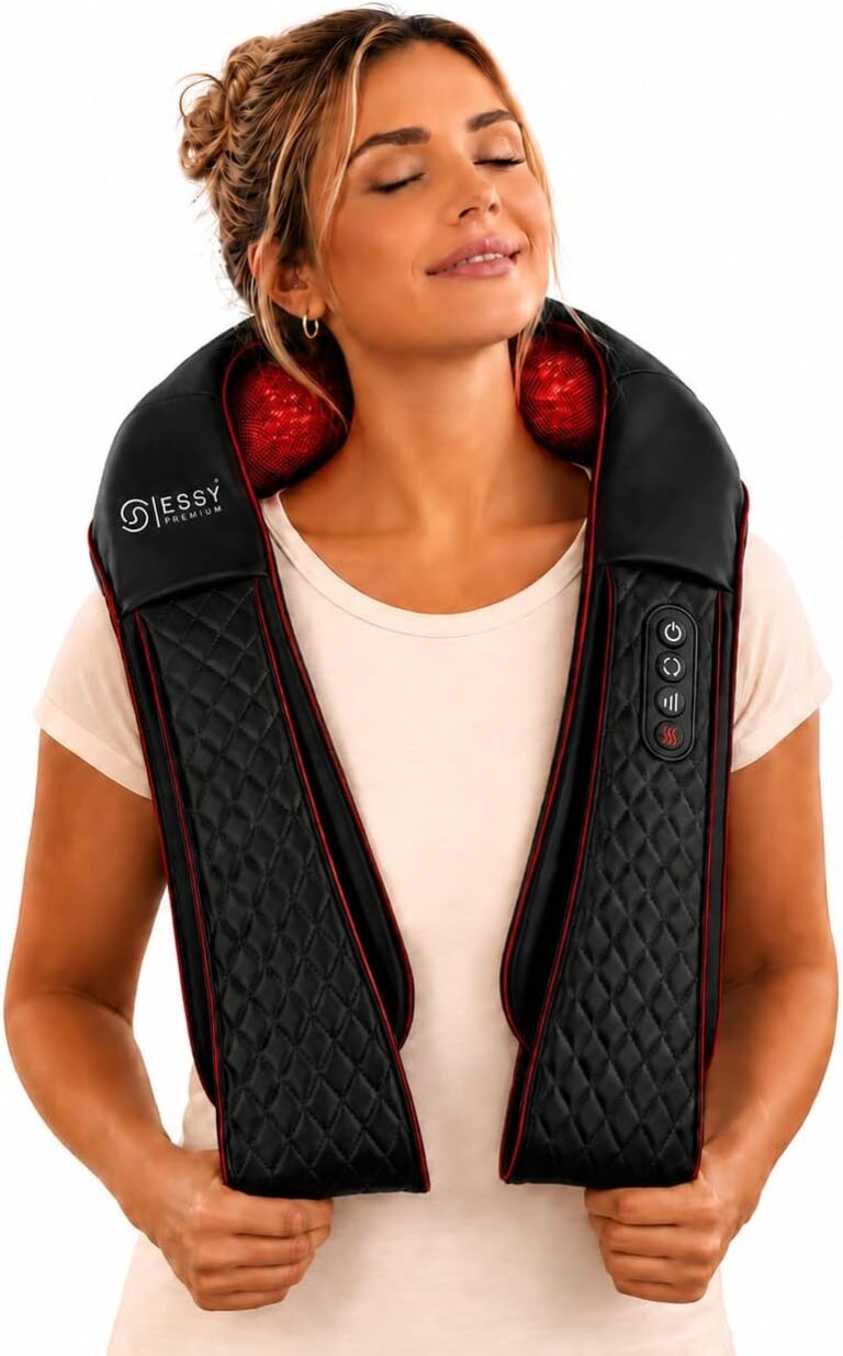 Shiatsu Deep Tissue Neck and Shoulder Massager pour soulager les douleurs cervicales chez les utilisateurs.