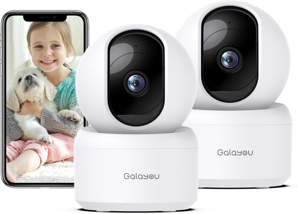 GALAYOU 2K : Caméra de surveillance WiFi 360° avec détection AI, idéale pour animaux et enfants