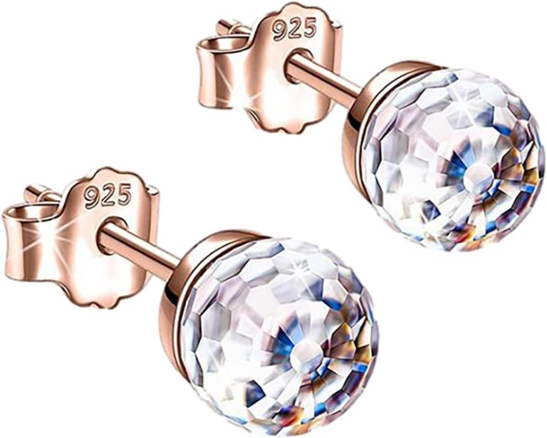 Boucles d’oreilles en argent sterling 925 pour femmes avec cristaux colorés hypoallergéniques.