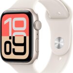 Apple Watch SE 3 : Suivi de l’activité et du sommeil avec écran toujours allumé en Starlight.