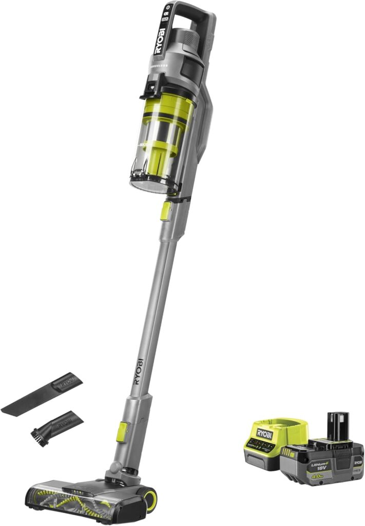Ryobi One+ RSVS18BL-1C40G : Aspirateur sans fil puissant pour l’entretien domestique et automobile.