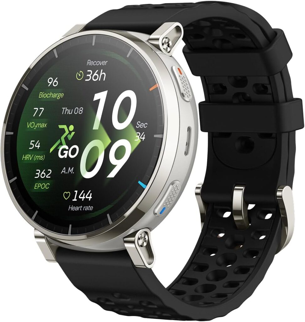 Amazfit Active 3 : montre connectée 4 Go avec GPS, 170+ modes sportifs et autonomie de 12 jours.