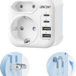 Adaptateur pliable 6 en 1 pour prises japonaises, compatible USA, Canada, Mexique, 3250W, 2 Type C et 2 USB-A.