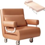 Sofa convertible 3-en-1 avec roulettes, lit pliant et fauteuil longue durée, design gain de place