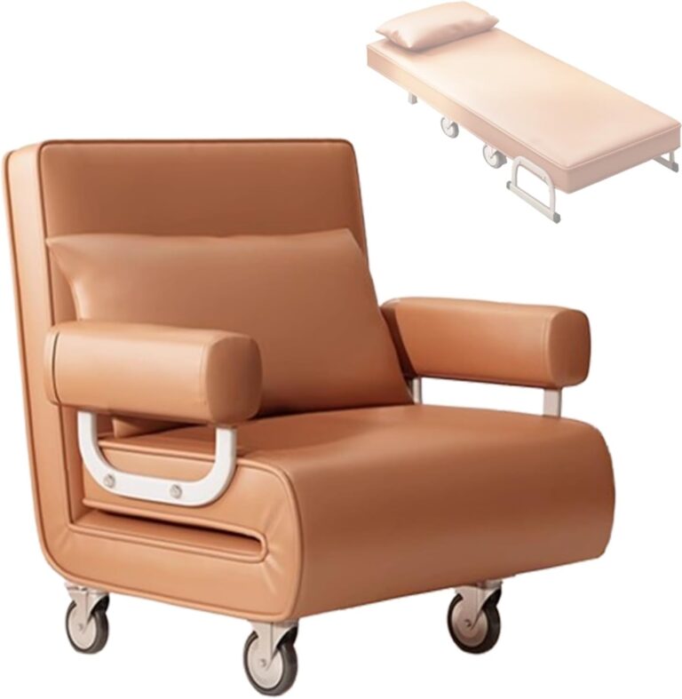 Sofa convertible 3-en-1 avec roulettes, lit pliant et fauteuil longue durée, design gain de place