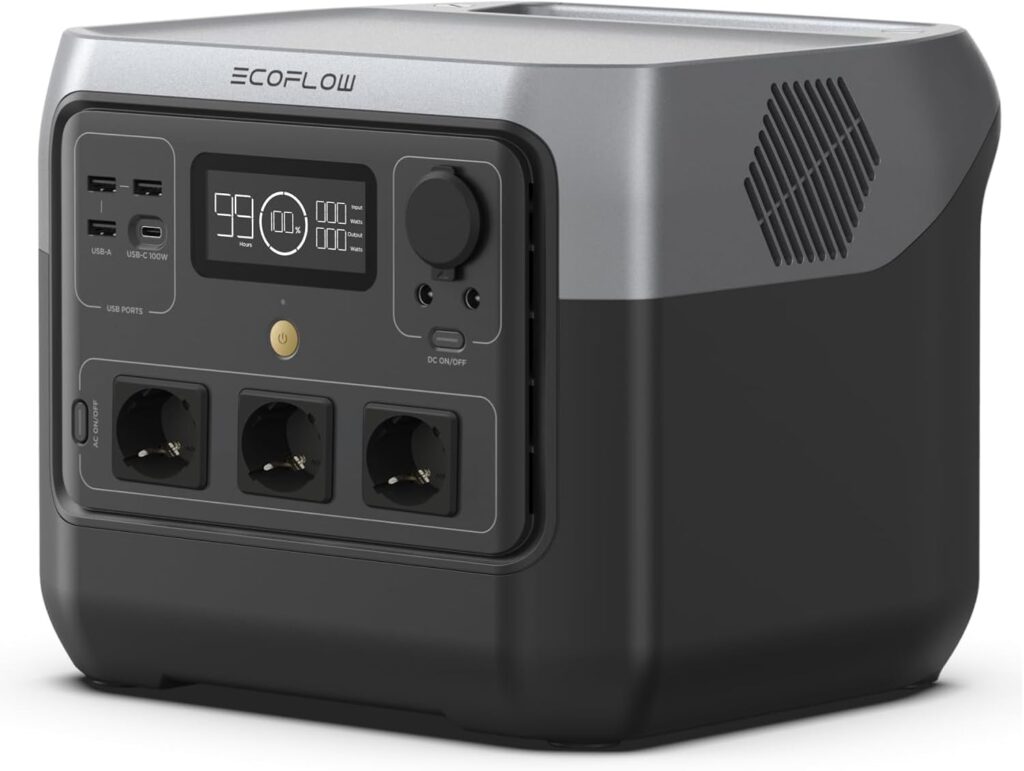 EF ECOFLOW RIVER 2 Pro : centrale électrique portable de 768Wh avec 3 prises AC pour camping.