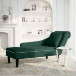 Chaise longue en velours vert foncé : design ergonomique et confort pour espaces modernes.