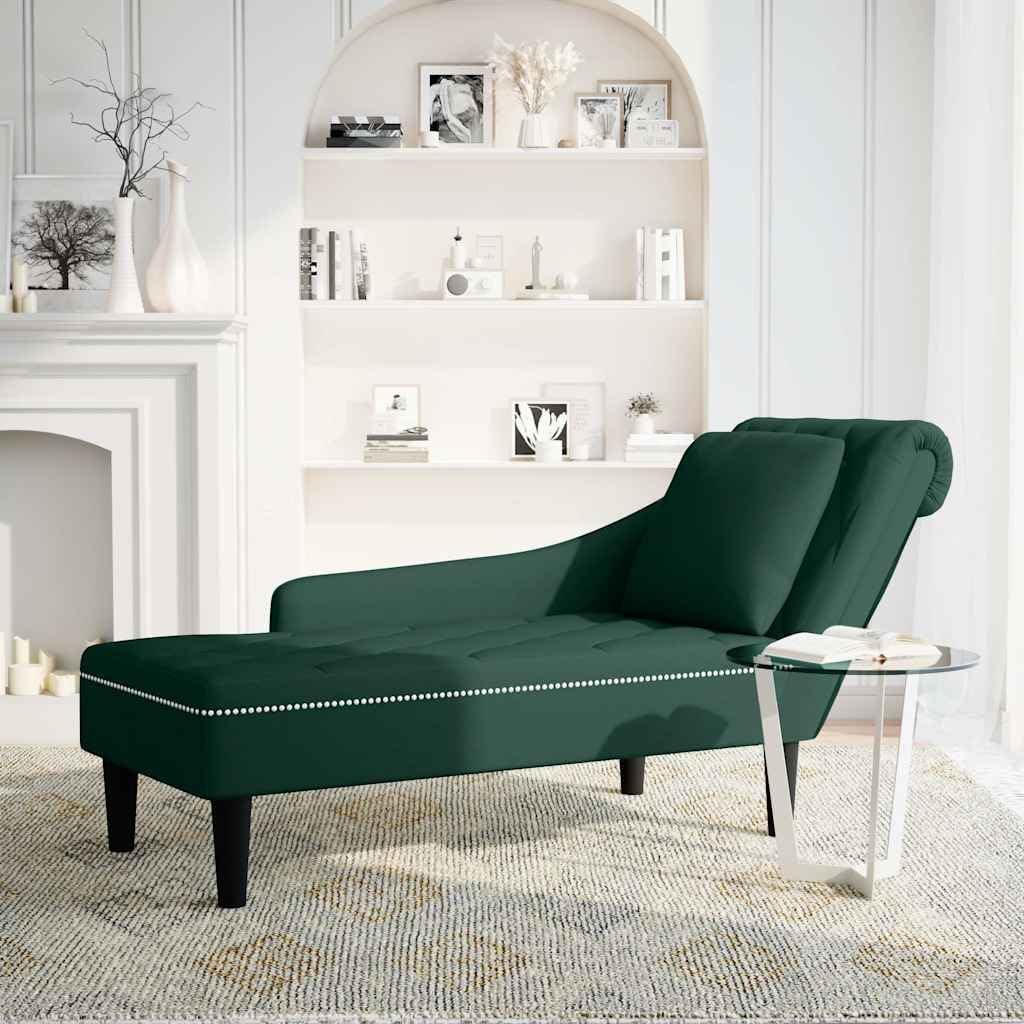Chaise longue en velours vert foncé : design ergonomique et confort pour espaces modernes.