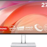 Lenovo L27-4C : Moniteur 27 » FHD avec 144 Hz et 1 ms, connectique complète incluse.
