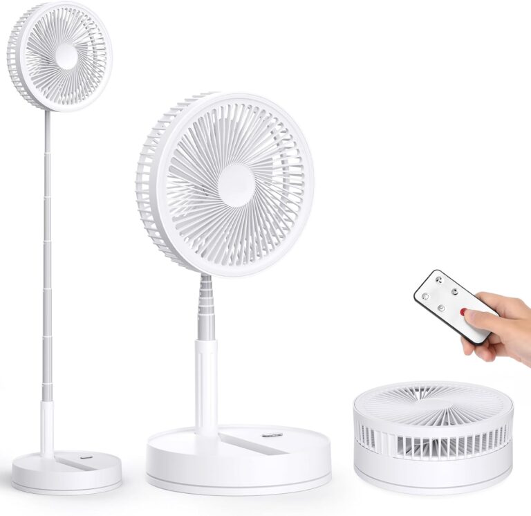 Ventilateur portable pliable de 8,6 pouces avec télécommande et batterie rechargeable de 8000mAh.