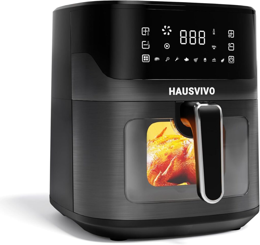 Air Fryer 6.5L avec écran tactile et 8 programmes, sans huile et facile à laver.