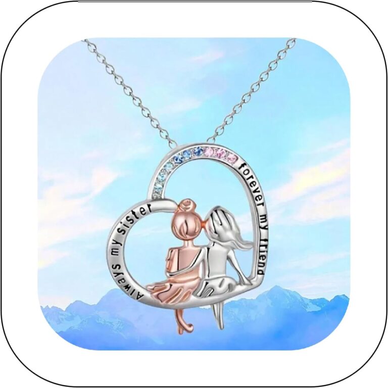 Colier en argent sterling en forme de cœur pour sœurs, un cadeau de Noël et d’anniversaire.