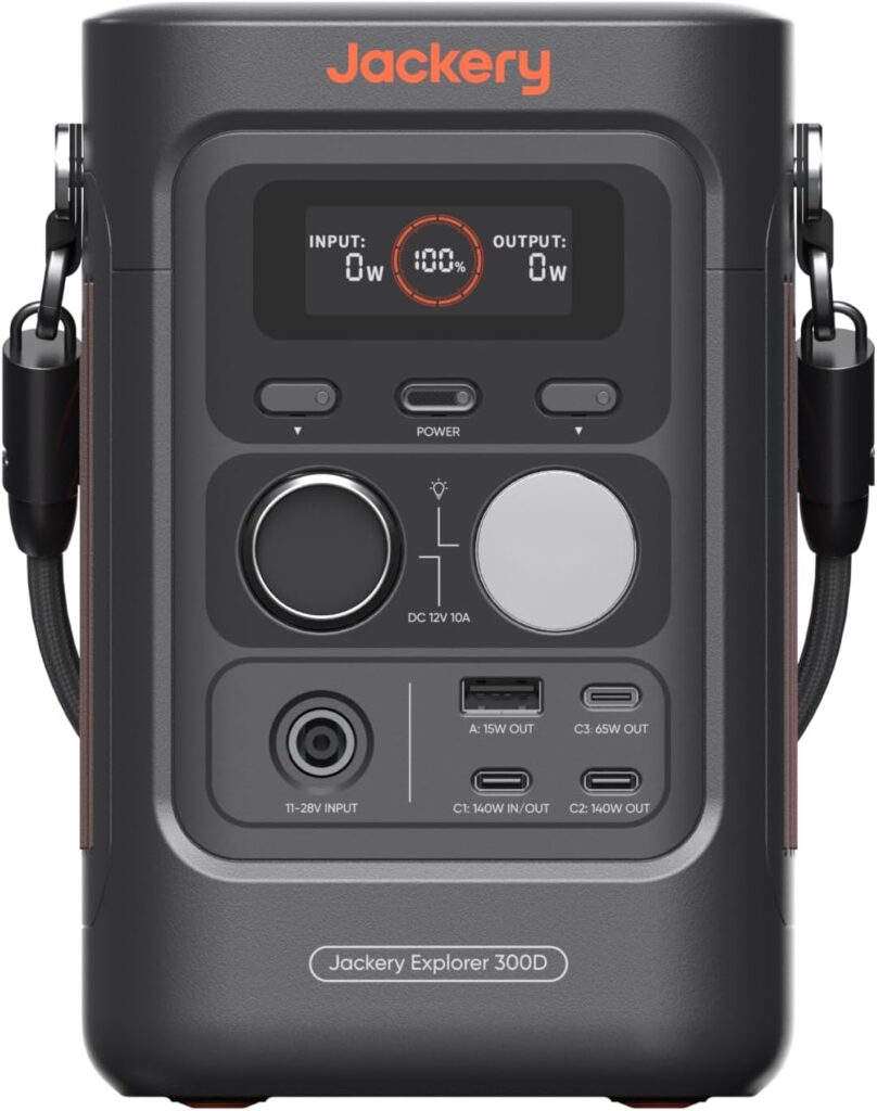 Jackery Explorer 300D : Station électrique portable avec batterie LFP de 288Wh pour activités extérieures.